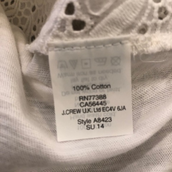 J. Crew White Lace Front Cotton T-shirt-Size Large-Worn 1x Spring Summer - Picture 8 of 8